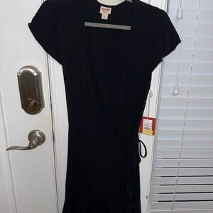 Mossimo Supply Co. Black Short Sleeve Wrap Dress